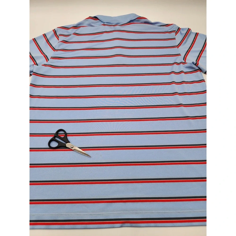 MENS VINTAGE NIKE DRI FIT PERFORMANCE GOLF XL‎ BUTTON UP POLO SHIRT BLUE STRIPED
